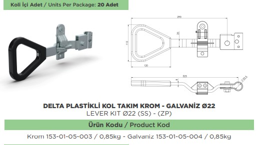 KAPALI KASA PLASTIKLI KOL TK DELTA KROM Ø 22